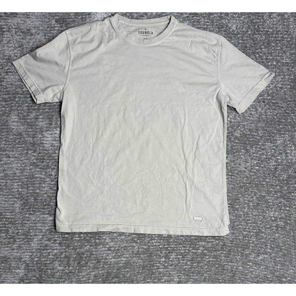 YoungLA Minimal Gray Tee Men's M Neck print Boxy Athletic Gym Streetwear y2k